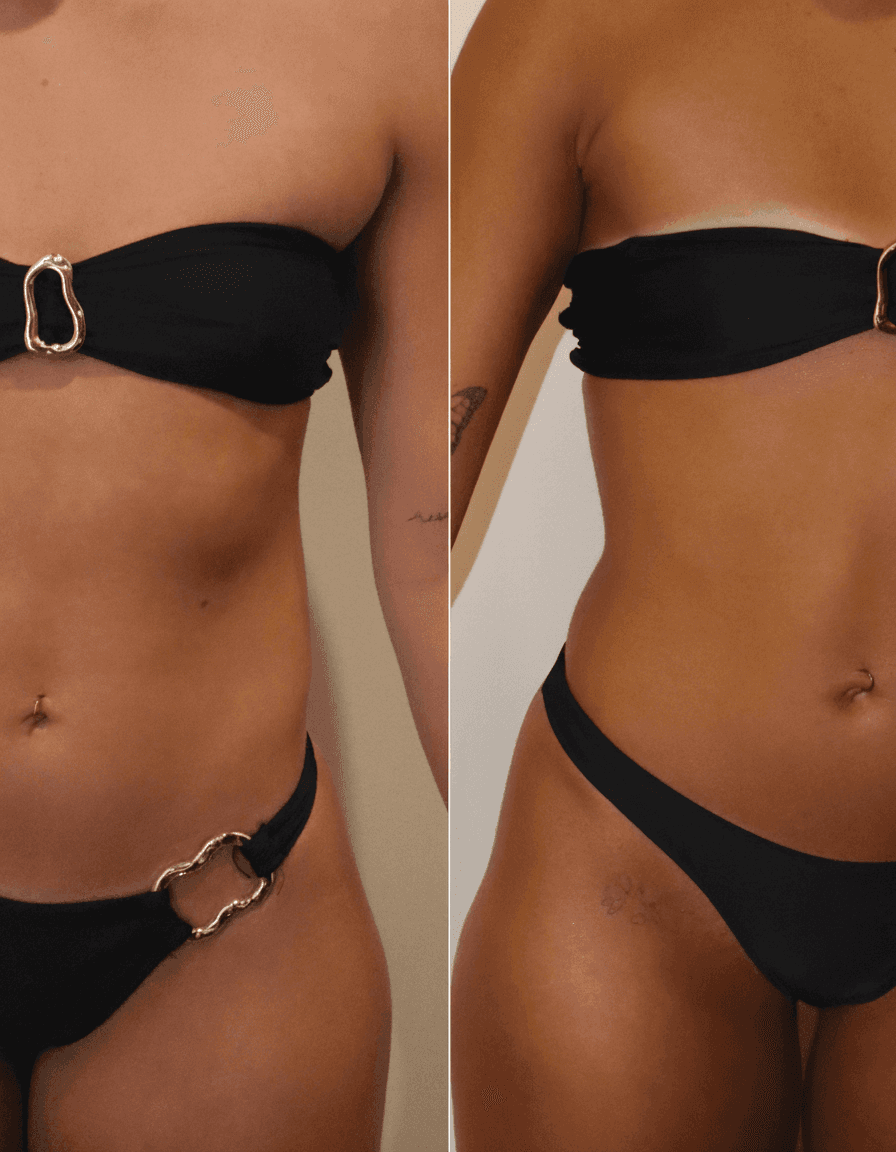 Before and after Malibu Light spray tan